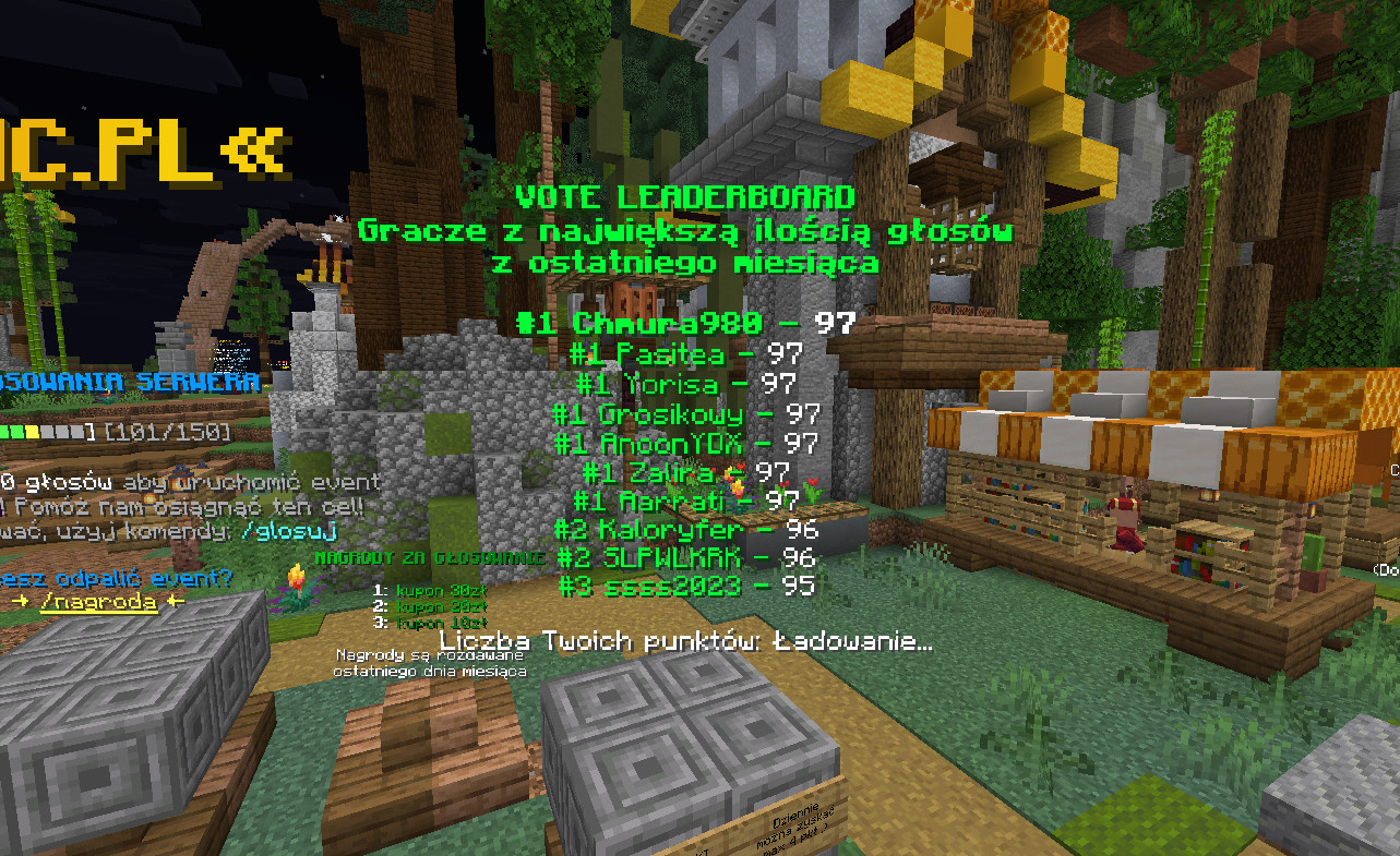 Topka rankingu na spawnie serwera